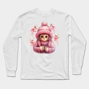 Pink Christmas Monkey Long Sleeve T-Shirt